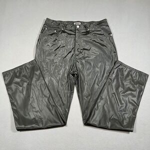 YMLA Black Faux Leather Pants‎ Mens 36X34 Pleather Raver Wide Leg Y2K Disco Goth